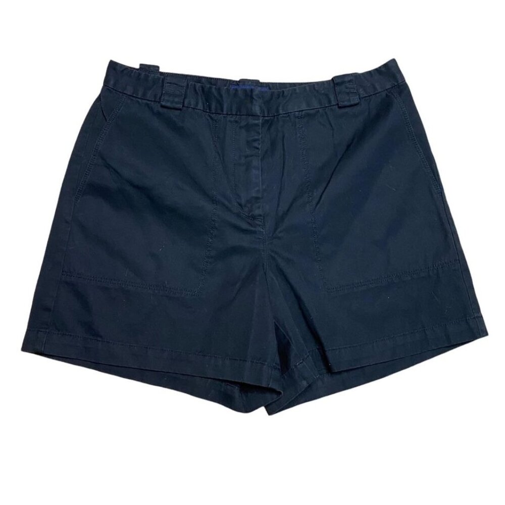 Ann Taylor Womens 6 Black Khaki Chino Shorts Hook Bar Closure Slash Pockets